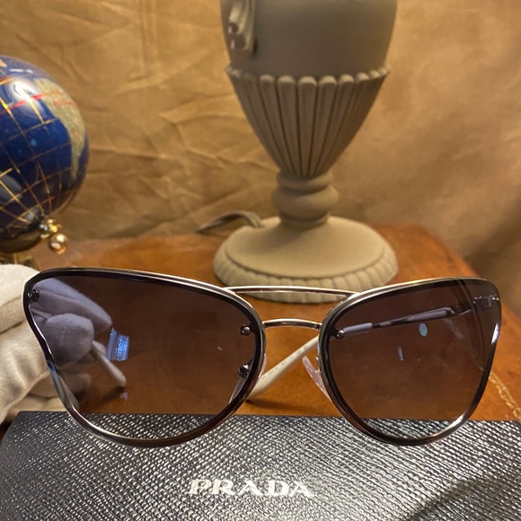 Prada Sunglasses - Silver/Blue to Light Grey Gradient Butterfly (New) - Picture 8 of 11